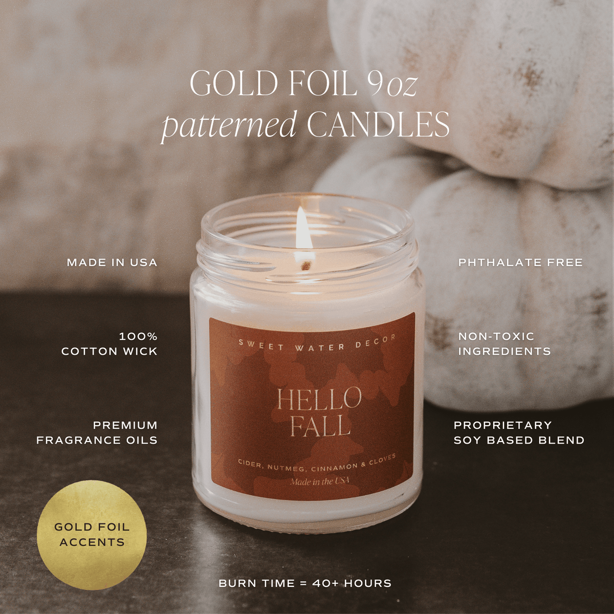 Favorite Sweater Soy Candle - Patterned 9 oz - Clear Jar (Cashmere and Vanilla) - Sweet Water Decor, view 5