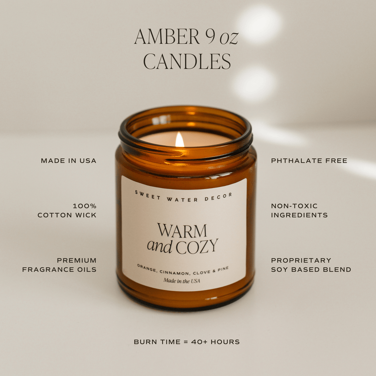 Christmas Soy Candle - Amber Jar - 9 oz - Sweet Water Decor, view 4