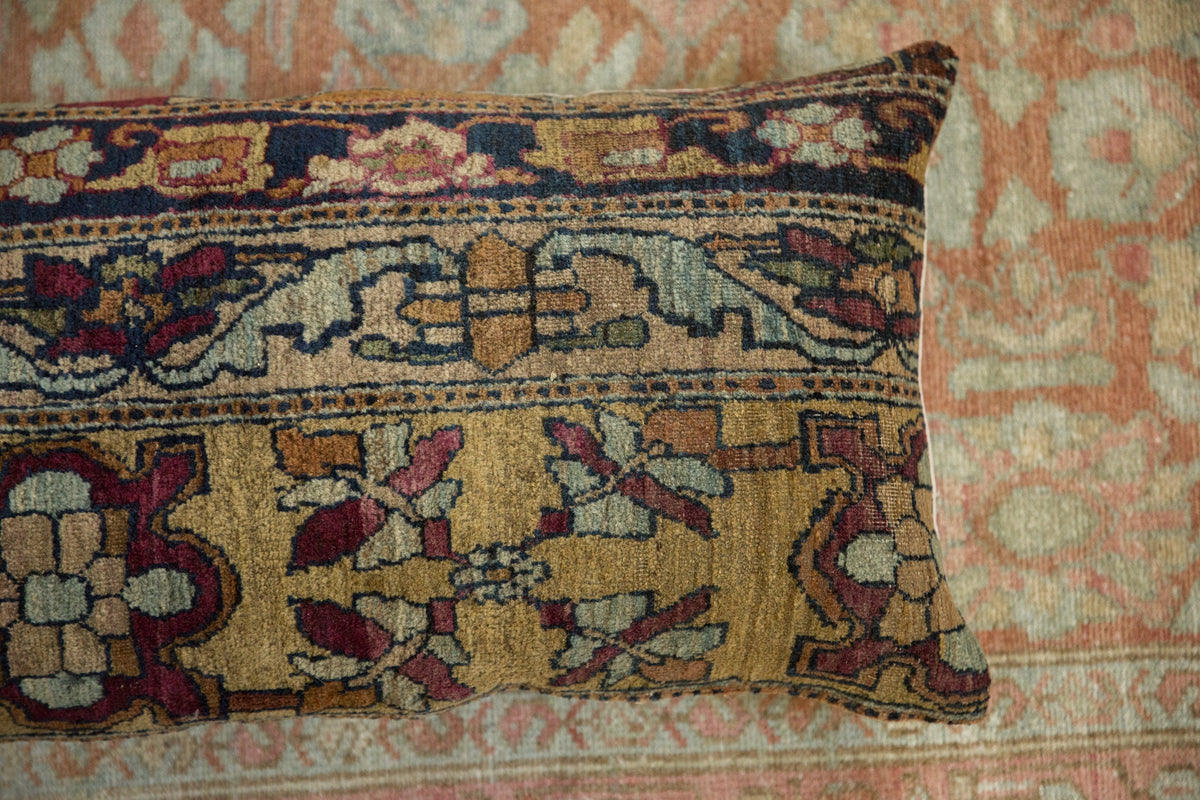 RESERVED Antique Kerman Rug Fragment Lumbar Pillow