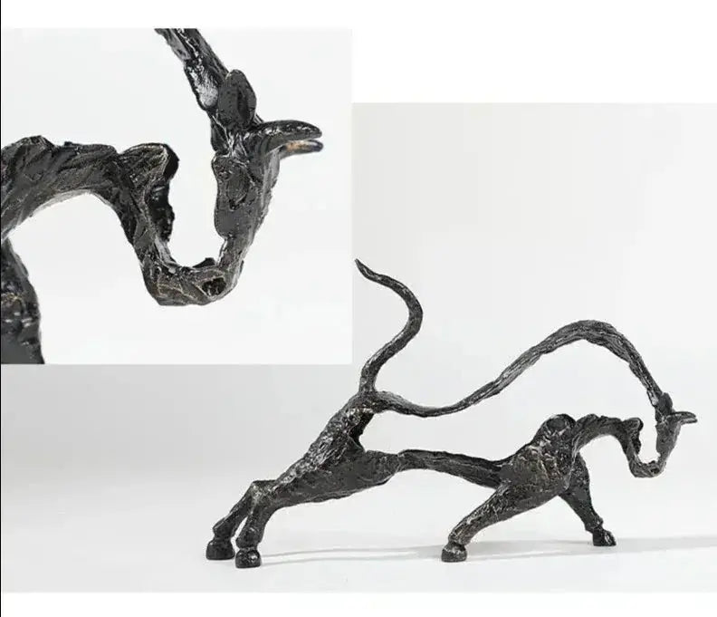 Abstract Black Bull Decorative Sculpture