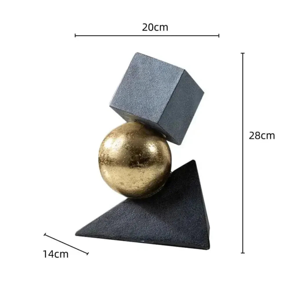 Abstract Geometric Sculpture Gold Leaf Accents for Your Living Room
