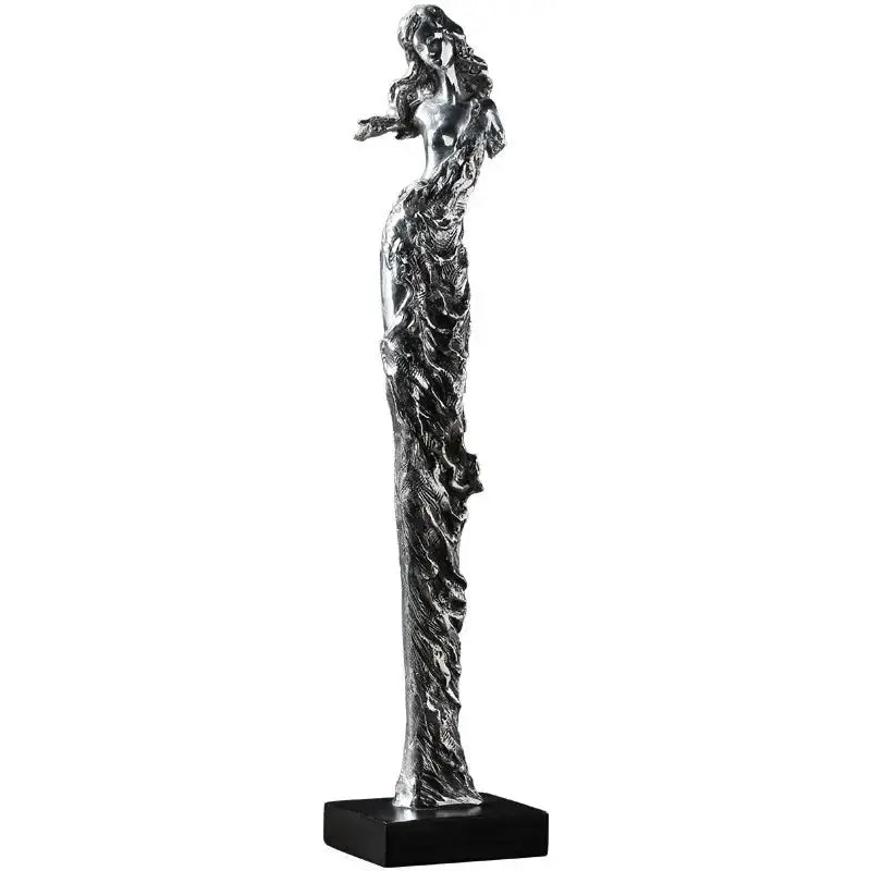 Abstract Woman Figure Statue Silver Sculpture Home Decor