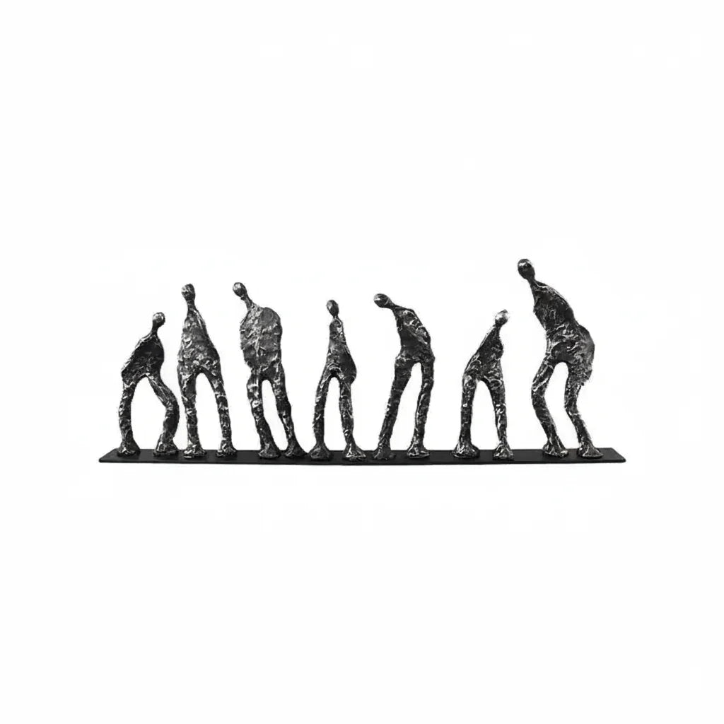 Abstract Human Figures Sculpture Black Cast Iron