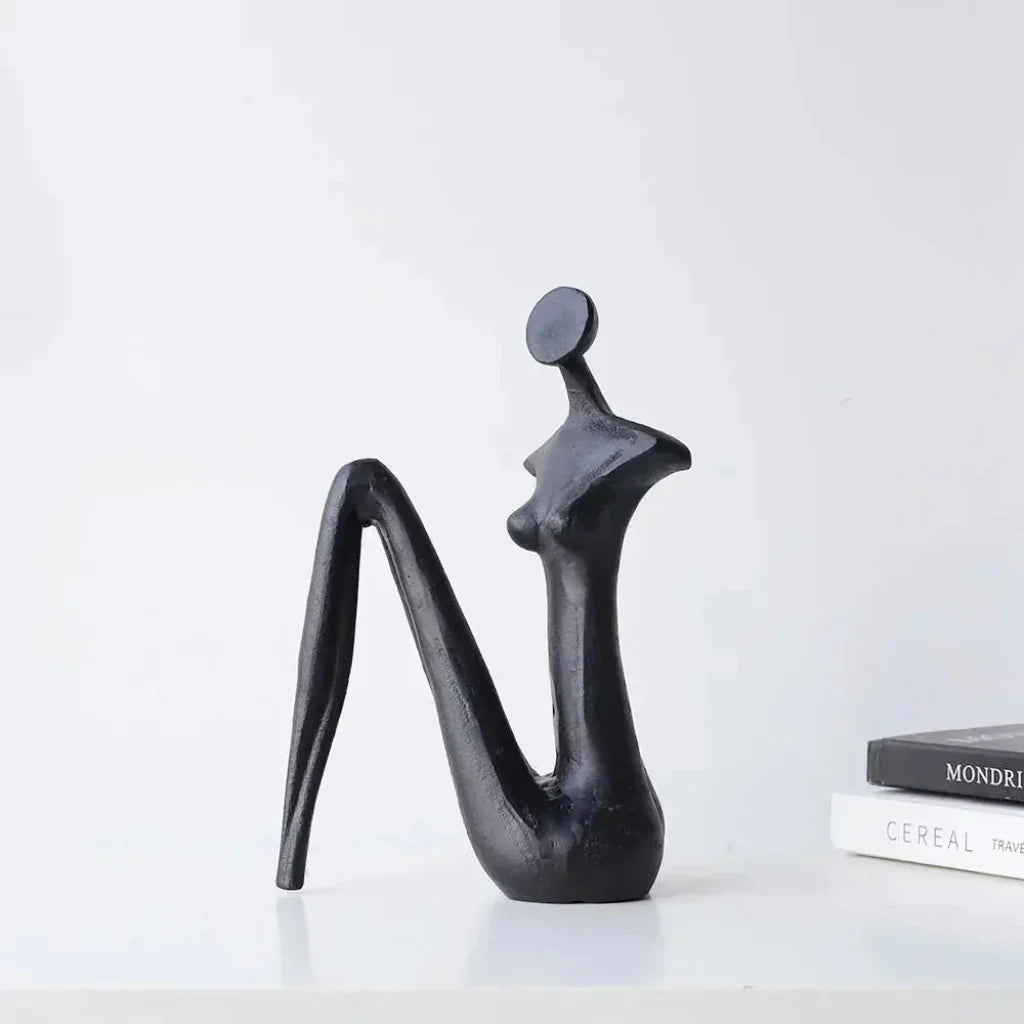 Abstract Iron Female Figure Sculptures, Pair