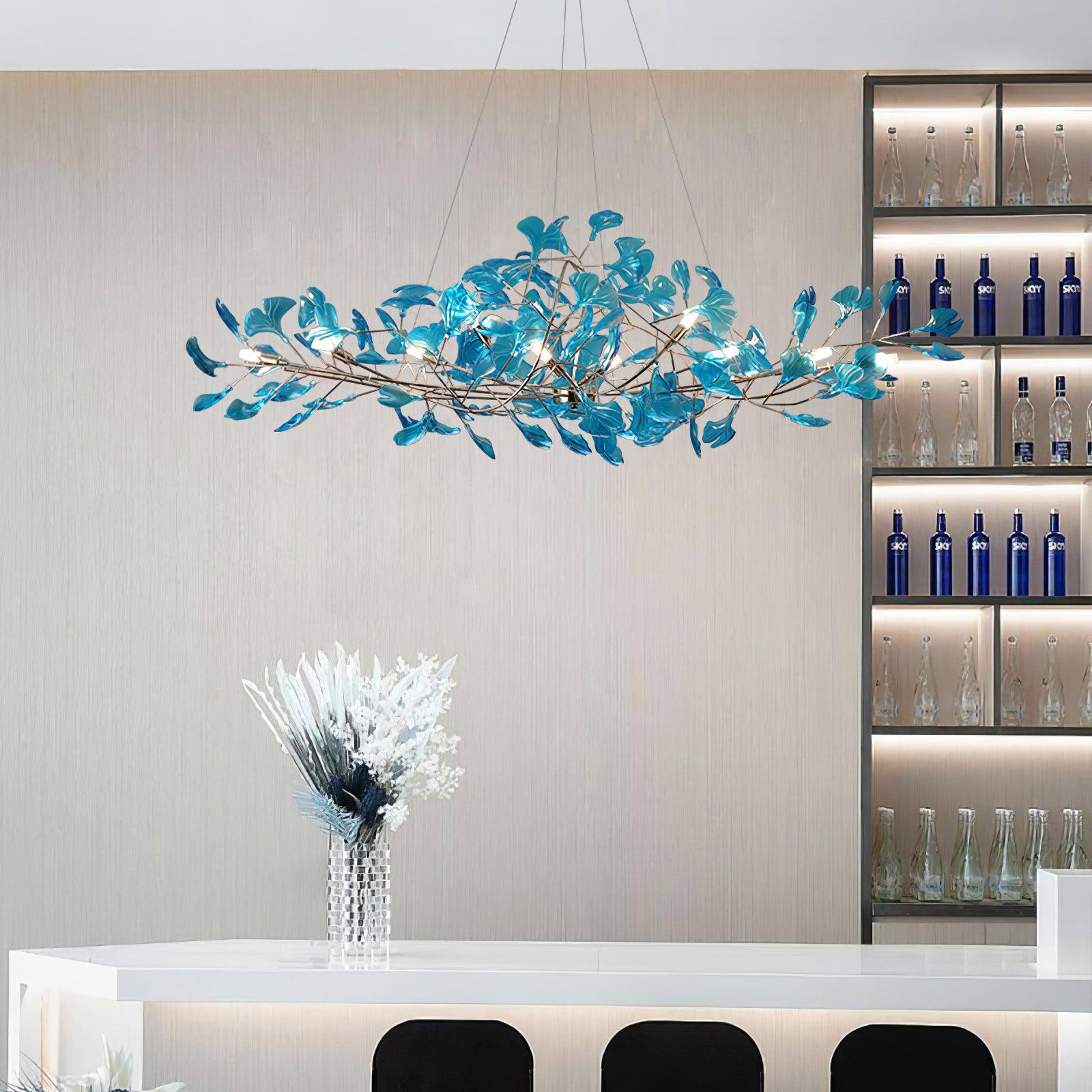 Acrylic Ginkgo Leaf Chandelier 31.5"