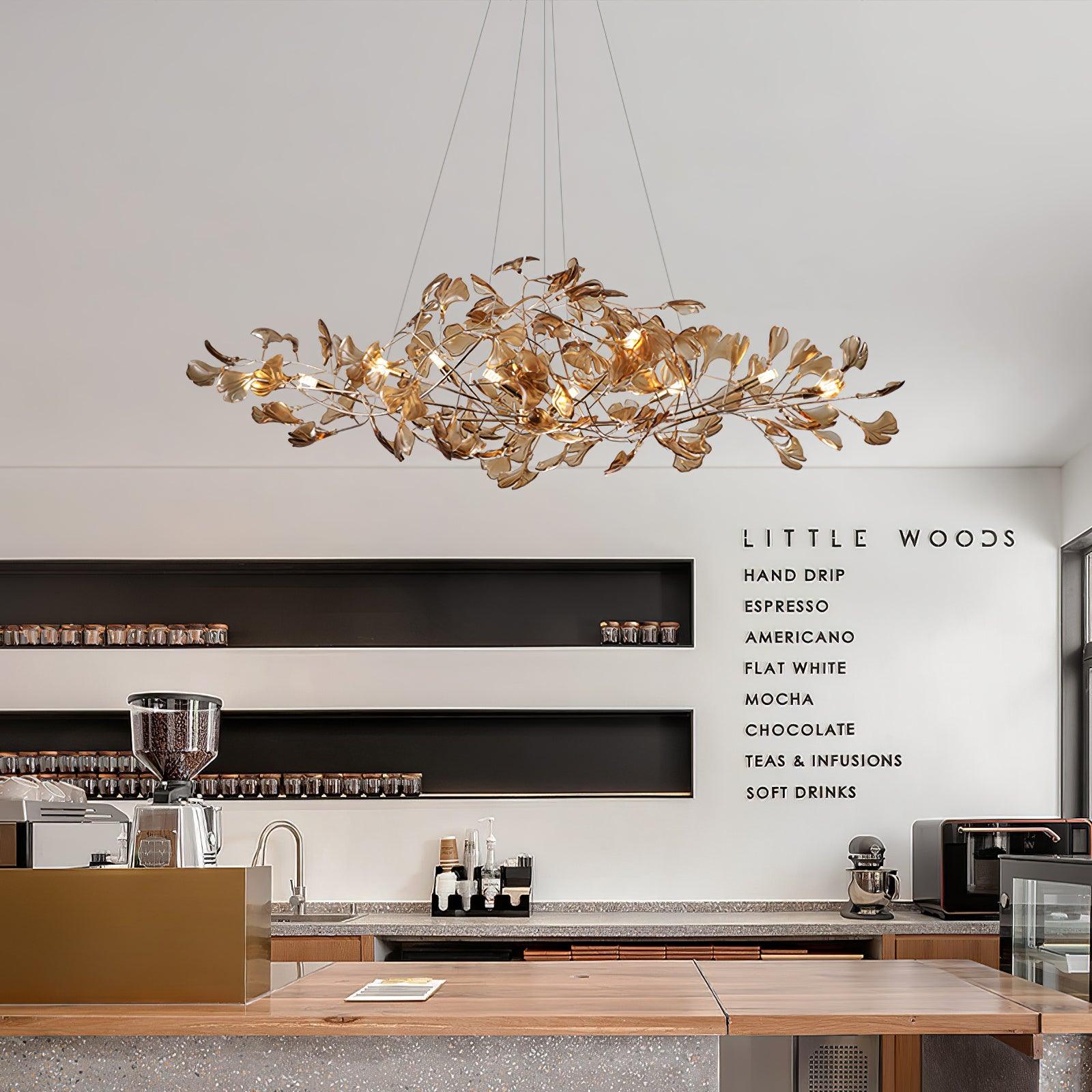Acrylic Ginkgo Leaf Chandelier 31.5"
