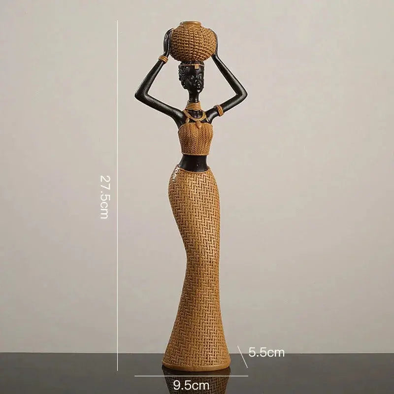 African Tribal Woman Bowl Holder Decorative Statue