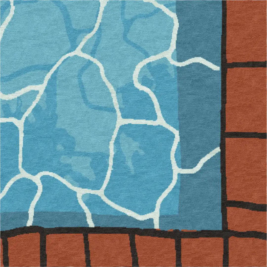"Pool" - Handmade Wool and Silk Rug, After Swim Collection