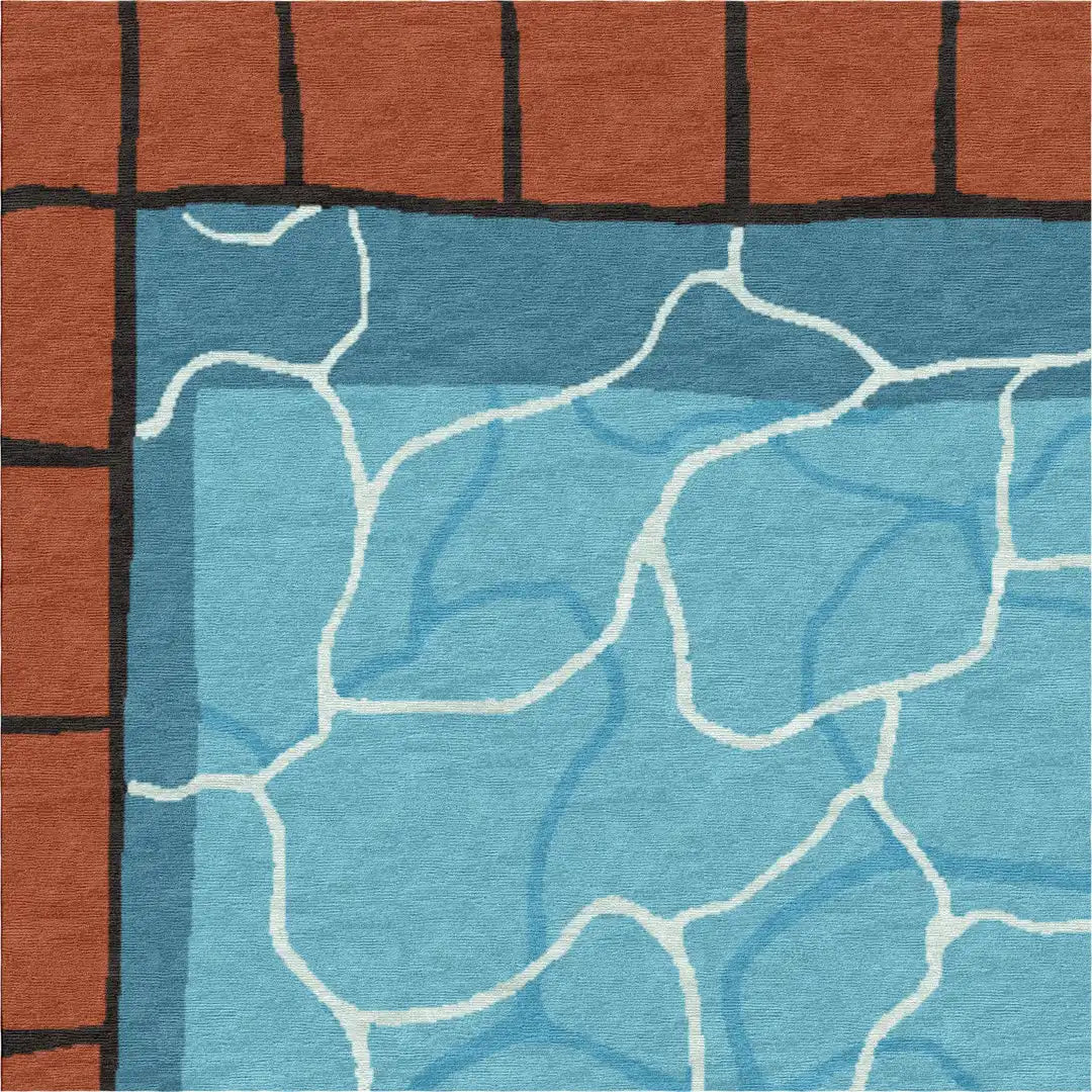 "Pool" - Handmade Wool and Silk Rug, After Swim Collection