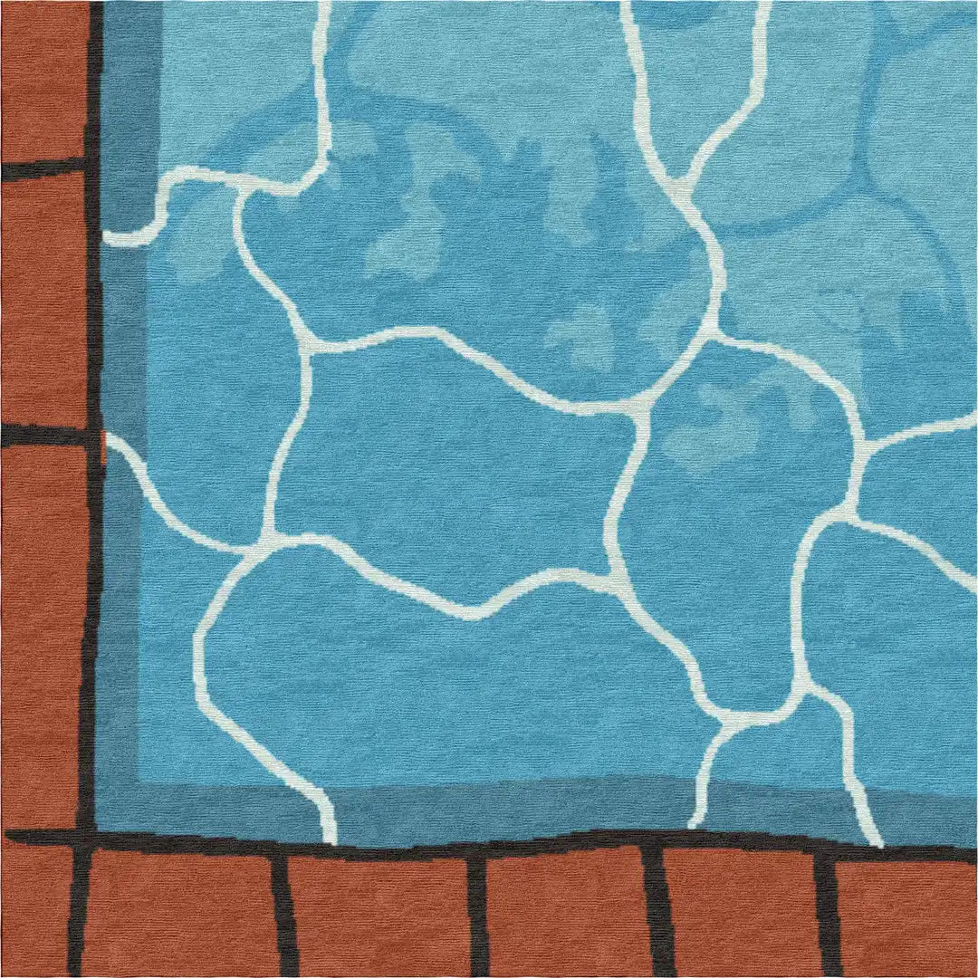 "Pool" - Handmade Wool and Silk Rug, After Swim Collection
