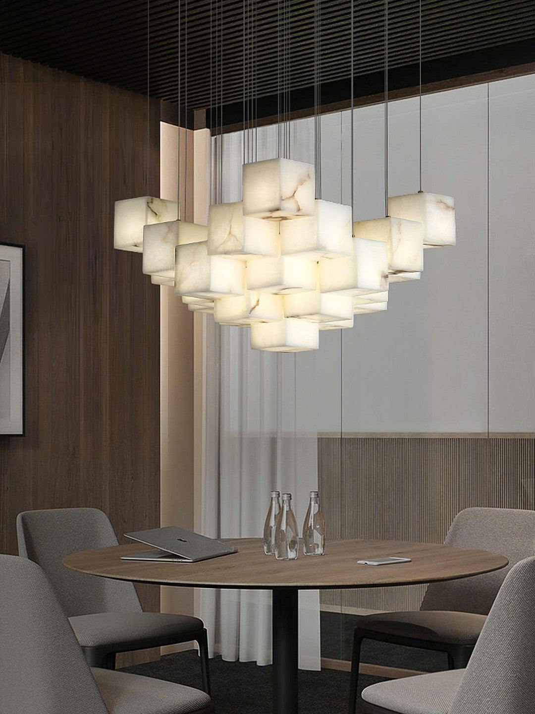 Alabaster Box Chandelier 28.3"