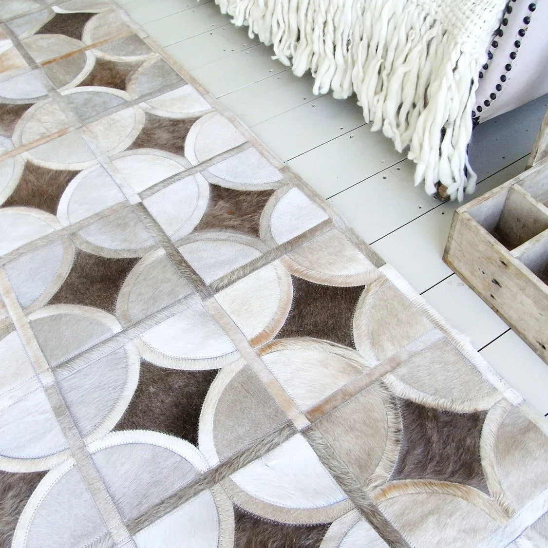 ALPHA – Custom Animal Hide Rug in Geometric Circle Pattern - Homelosophy