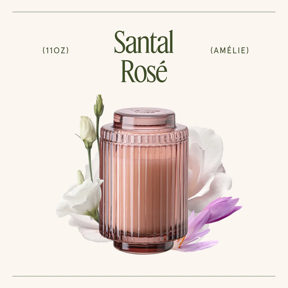 Aurélie Reeded Glass Candle: Santal Rosé - (M) - Source by Studio Skara, view 3