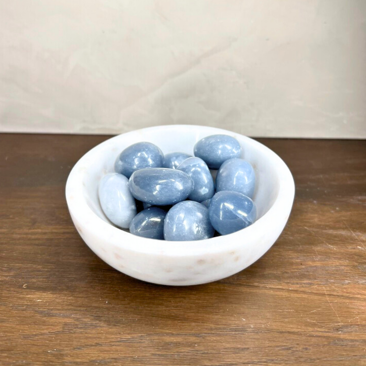 Smooth Polished Angelite Pebbles - Source by Studio Skara, view 2
