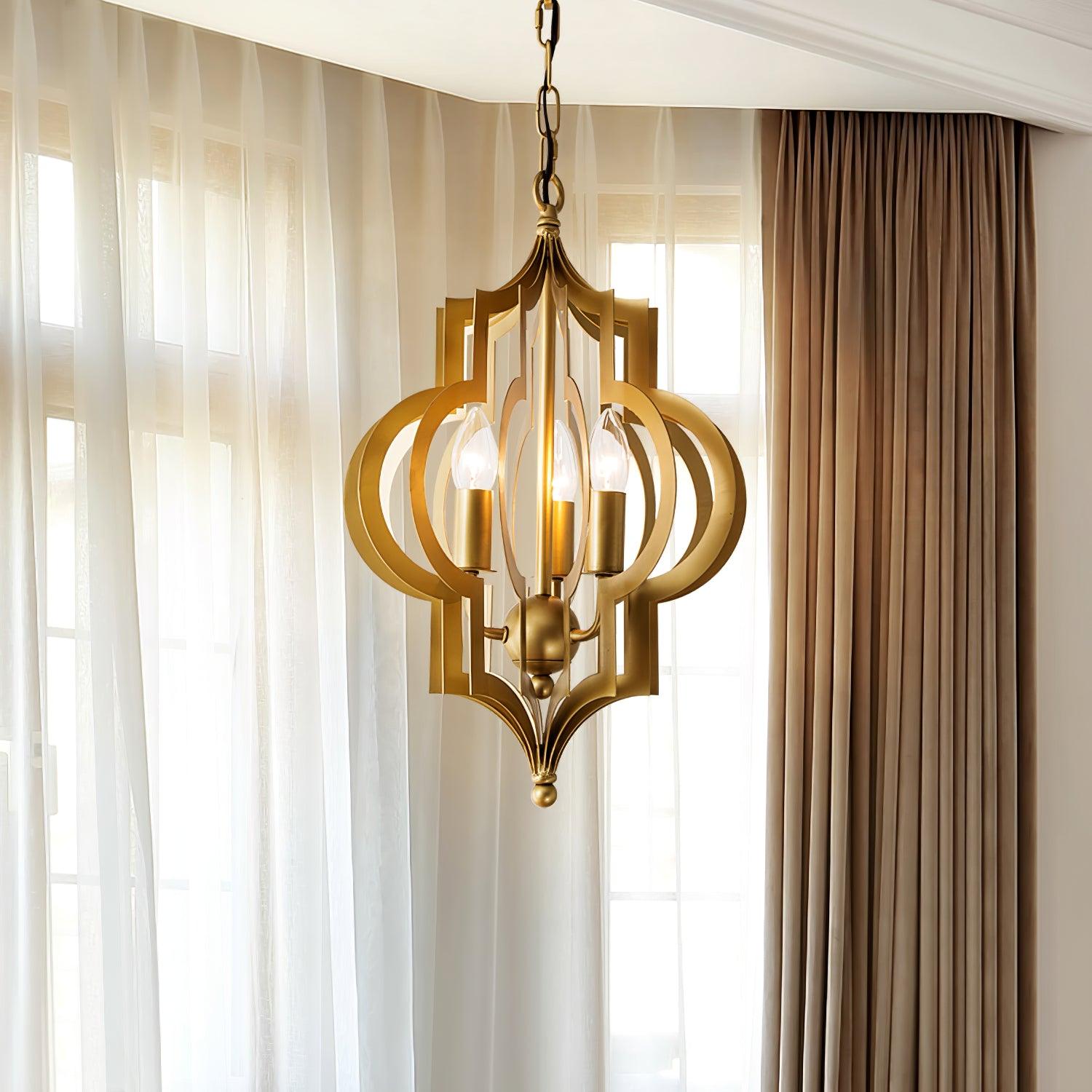 Antique Gold Leaf Lantern Chandelier 12.2"