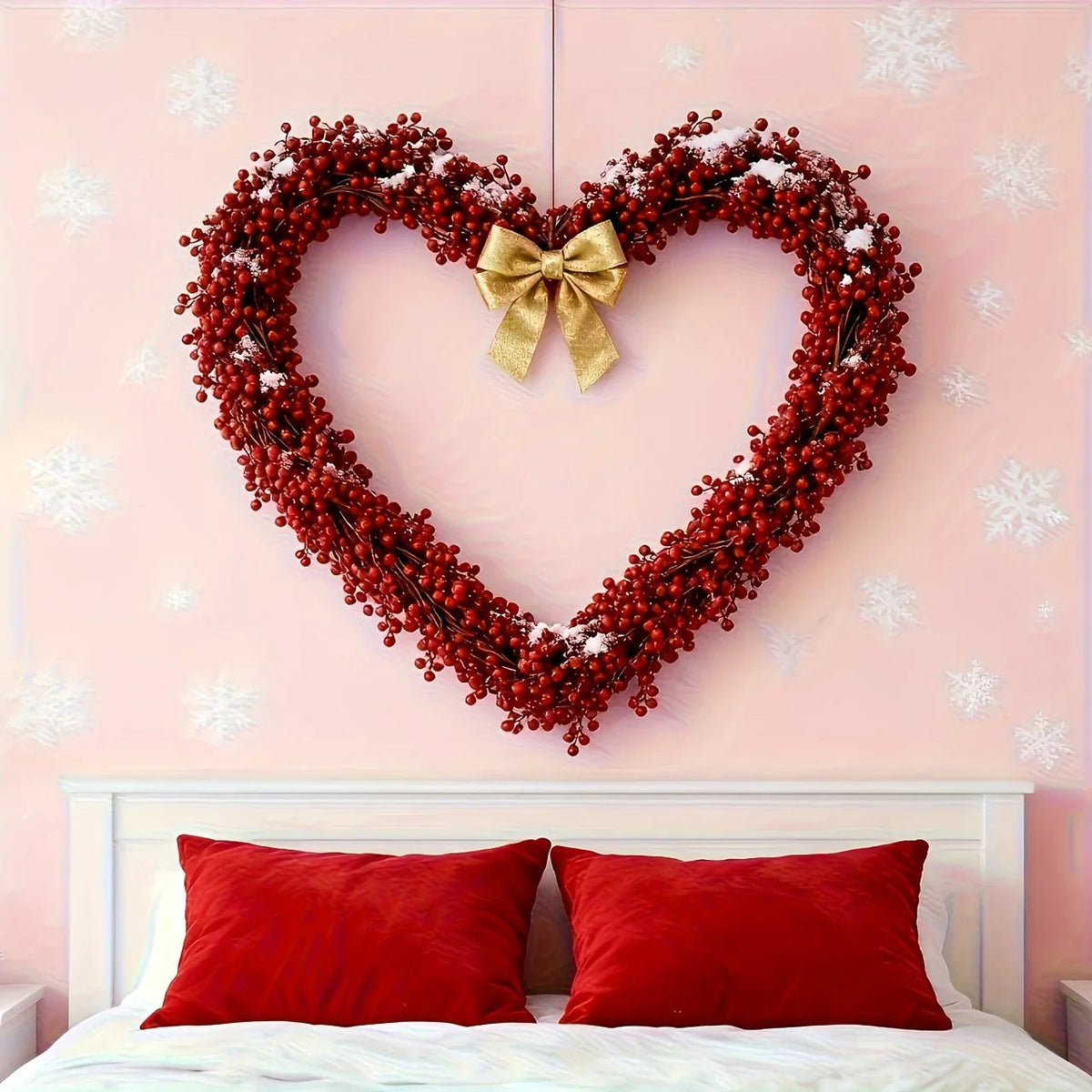 Artificial Poinsettia Garland 2-Pack Faux Holly Ivy Vine