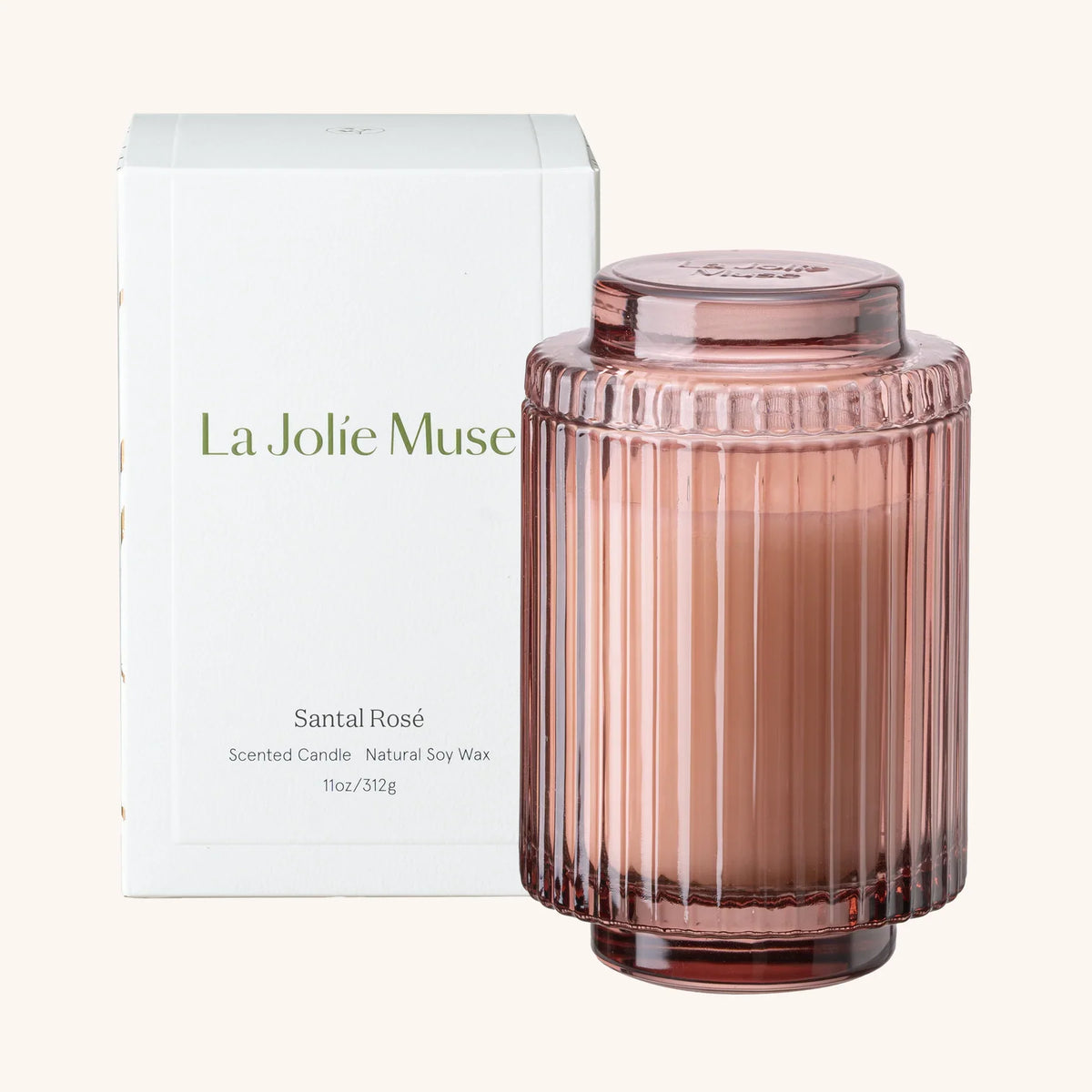 Aurélie Reeded Glass Candle: Santal Rosé - (M) - Source by Studio Skara, view 8