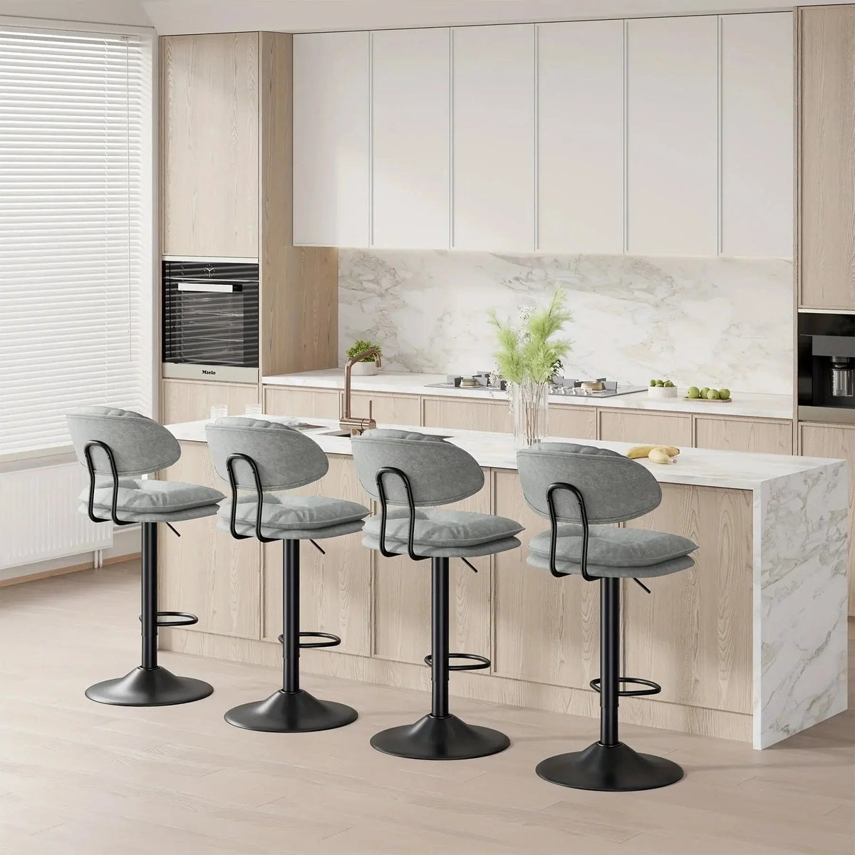 Bar Stools - Adjustable Modern Leather Set