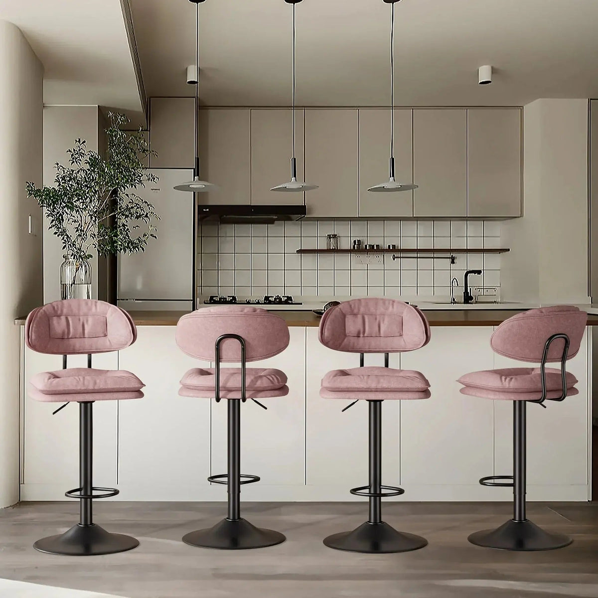 Bar Stools - Adjustable Modern Leather Set