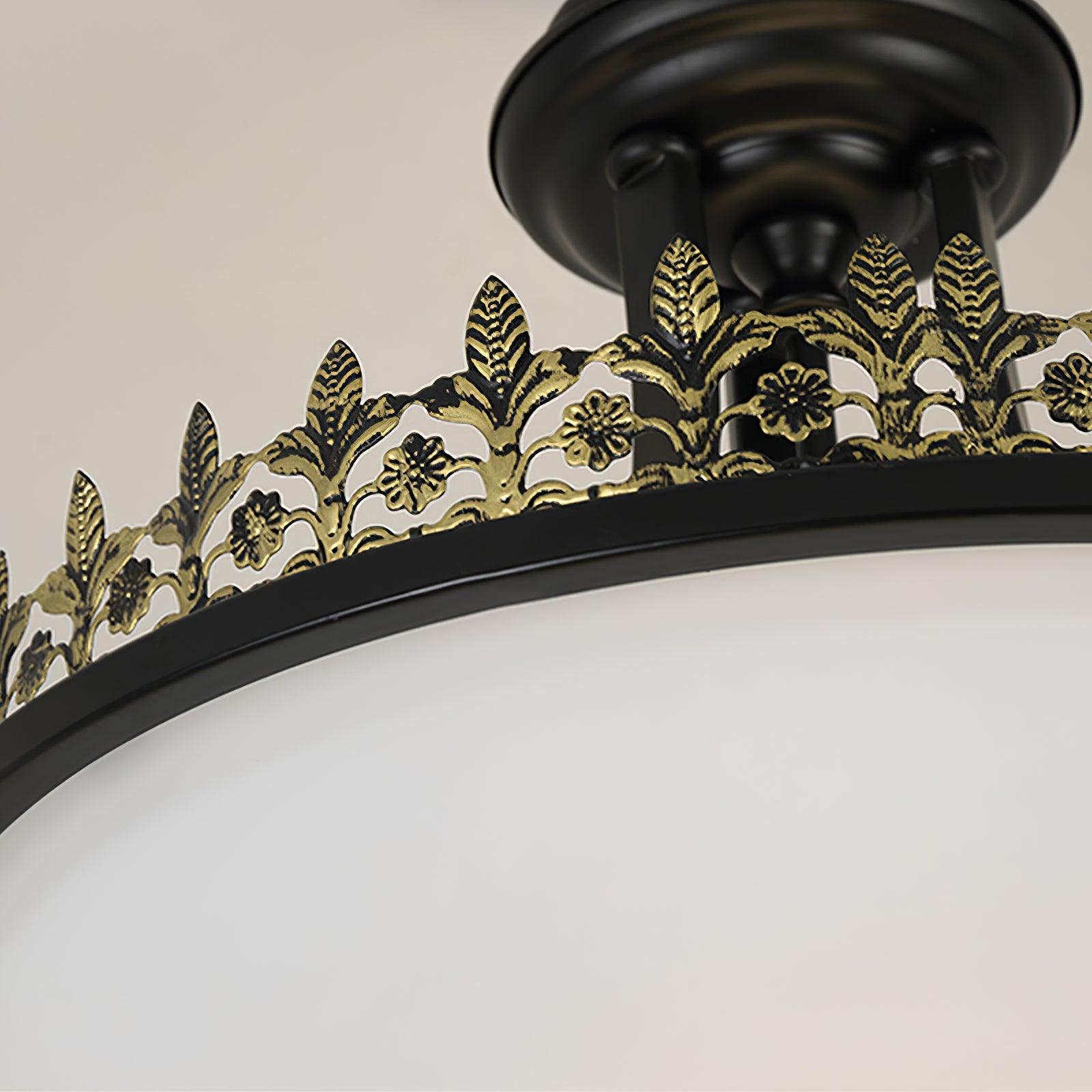Black Vintage Bowl Frosted Glass Semi-Flush Mount 16.9"