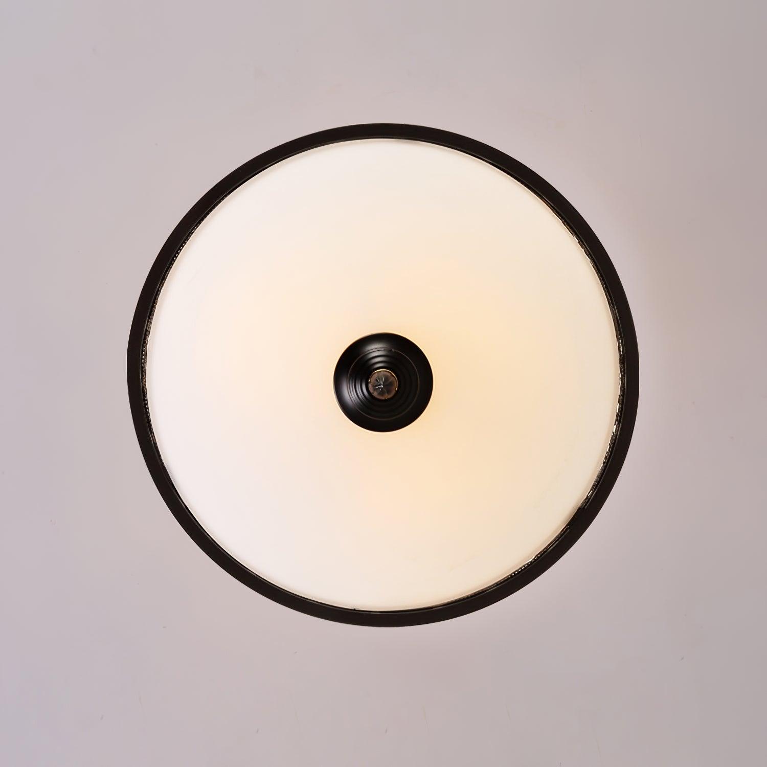 Black Vintage Bowl Frosted Glass Semi-Flush Mount 16.9"