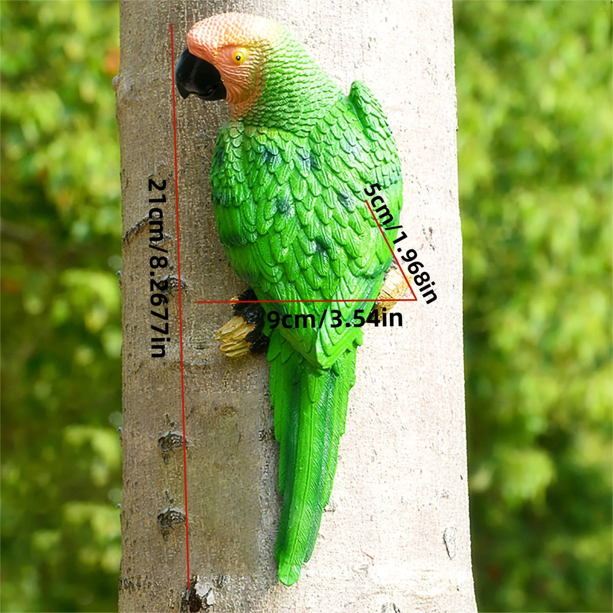 Blue Parrot Garden Statue Handcrafted Outdoor Tree Decor