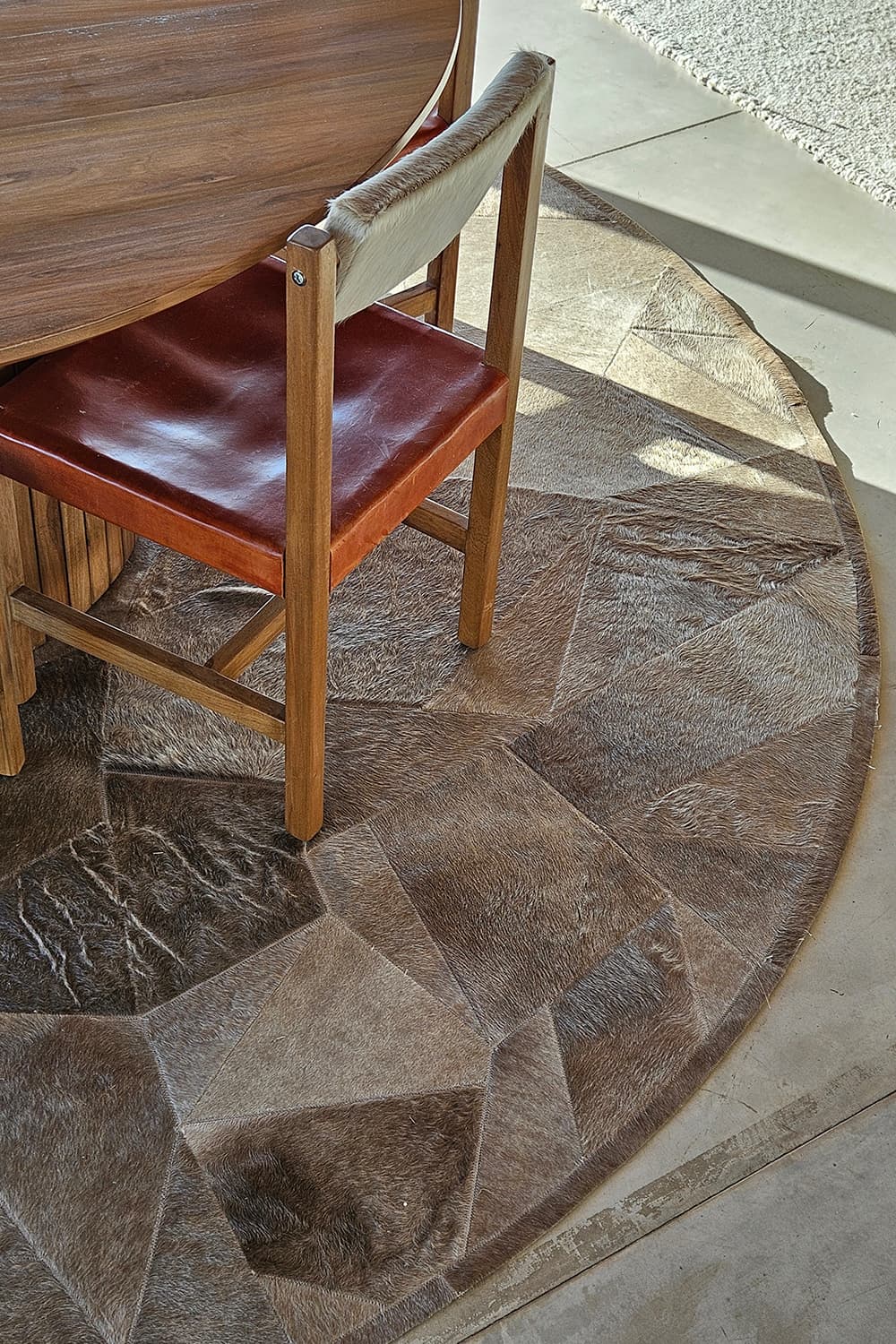 BROKEN ROUND - Patchwork Cowhide Rug - Homelosophy, view 2