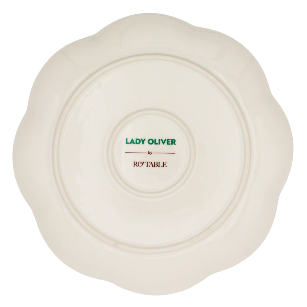 Bumble Voyage Scalloped Ceramic Dinner Plates – Set of 4 (+1 Bonus Plate)
