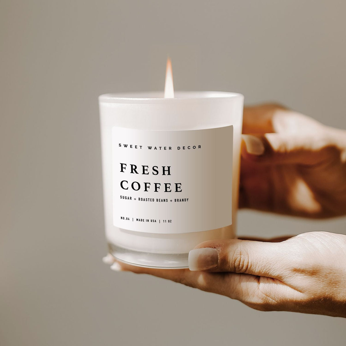 Fresh Coffee Soy Candle - White Jar - 11 oz - Sweet Water Decor, view 2
