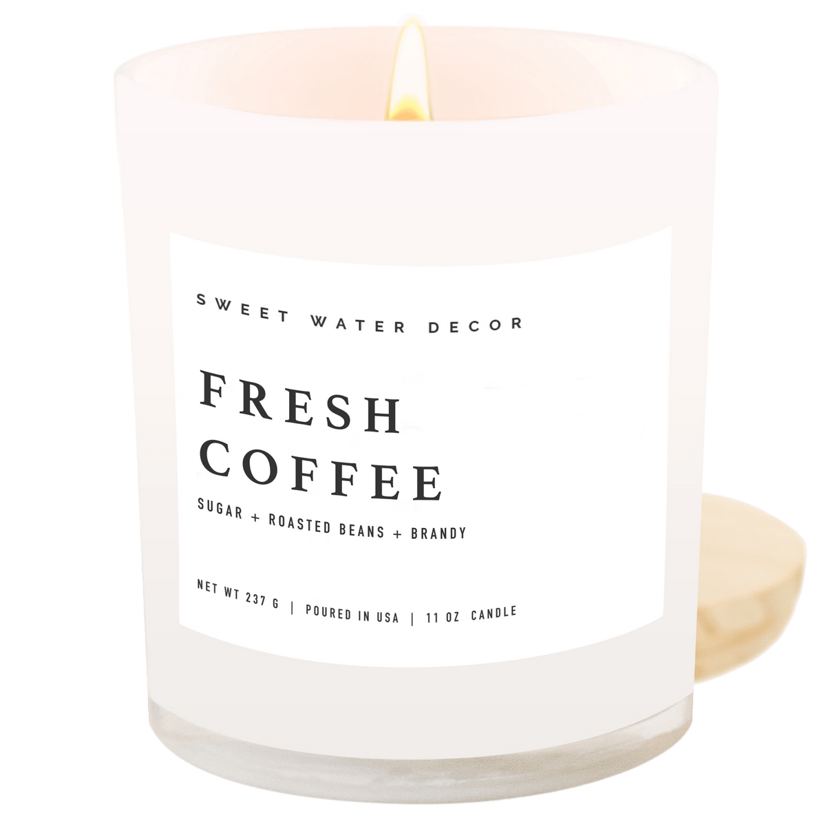 Fresh Coffee Soy Candle - White Jar - 11 oz - Sweet Water Decor