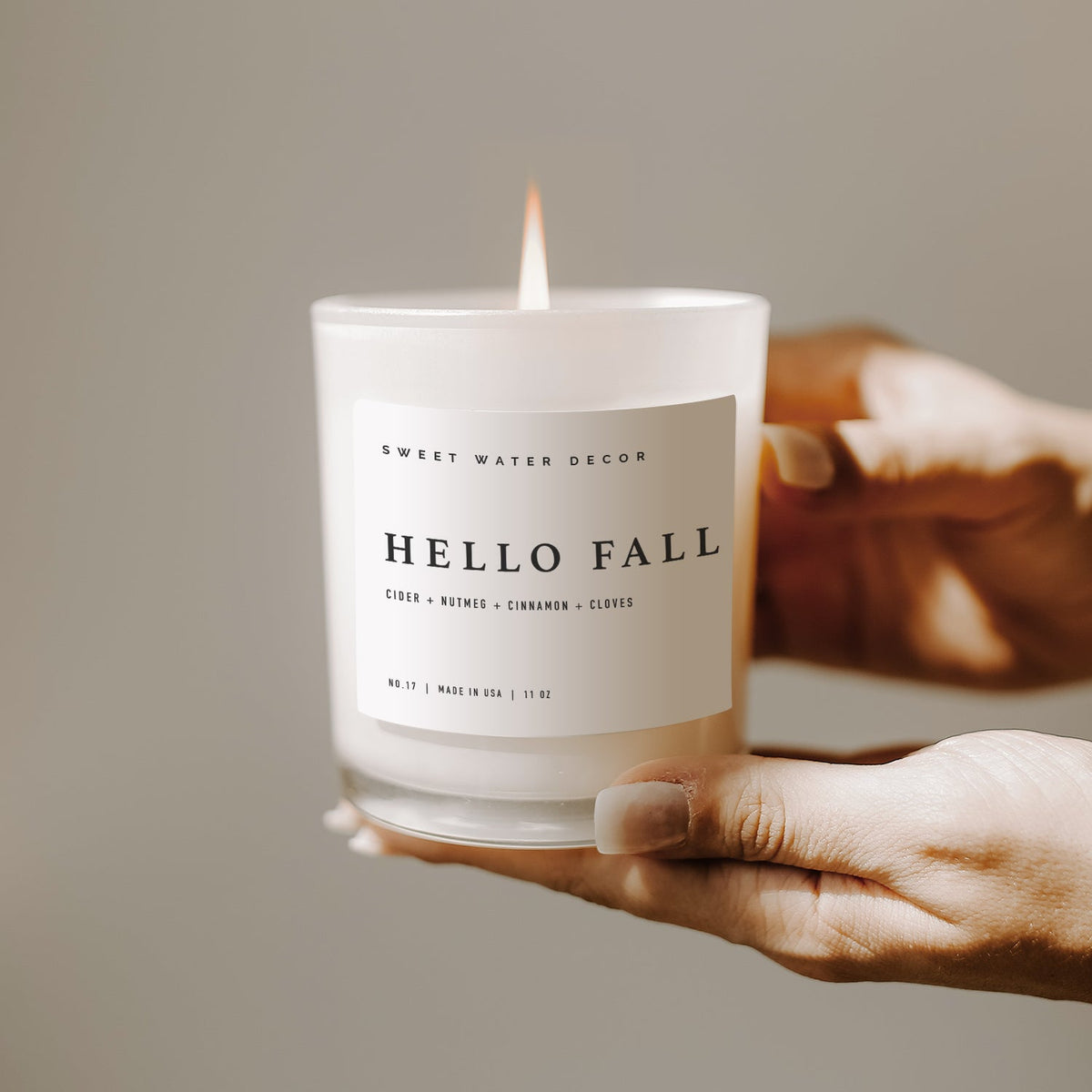 Hello Fall Soy Candle - White Jar - 11 oz - Sweet Water Decor, view 5
