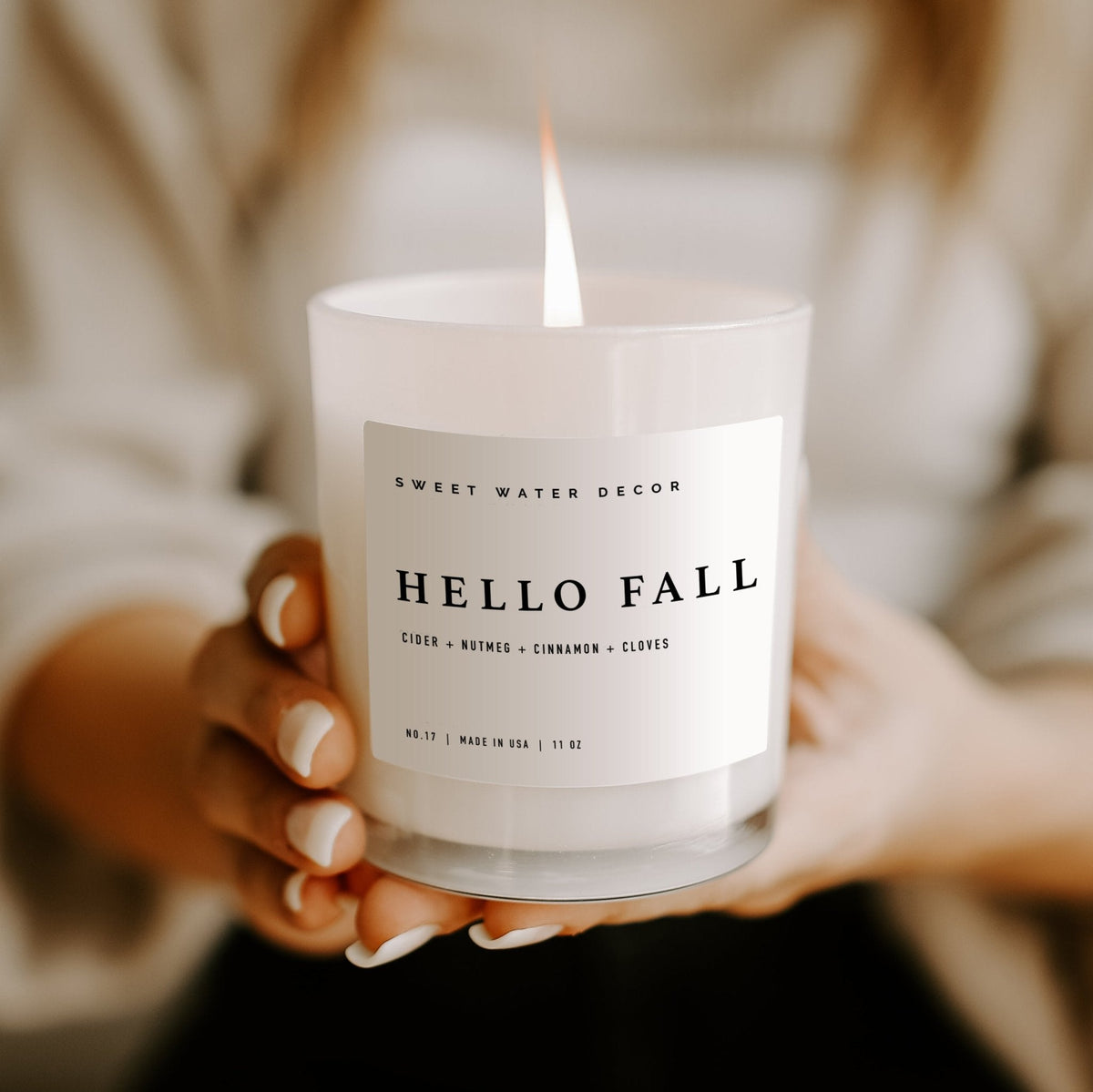 Hello Fall Soy Candle - White Jar - 11 oz - Sweet Water Decor, view 4