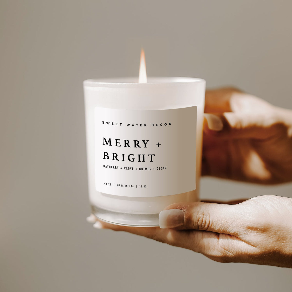 Merry and Bright Soy Candle - White Jar - 11 oz - Sweet Water Decor, view 3