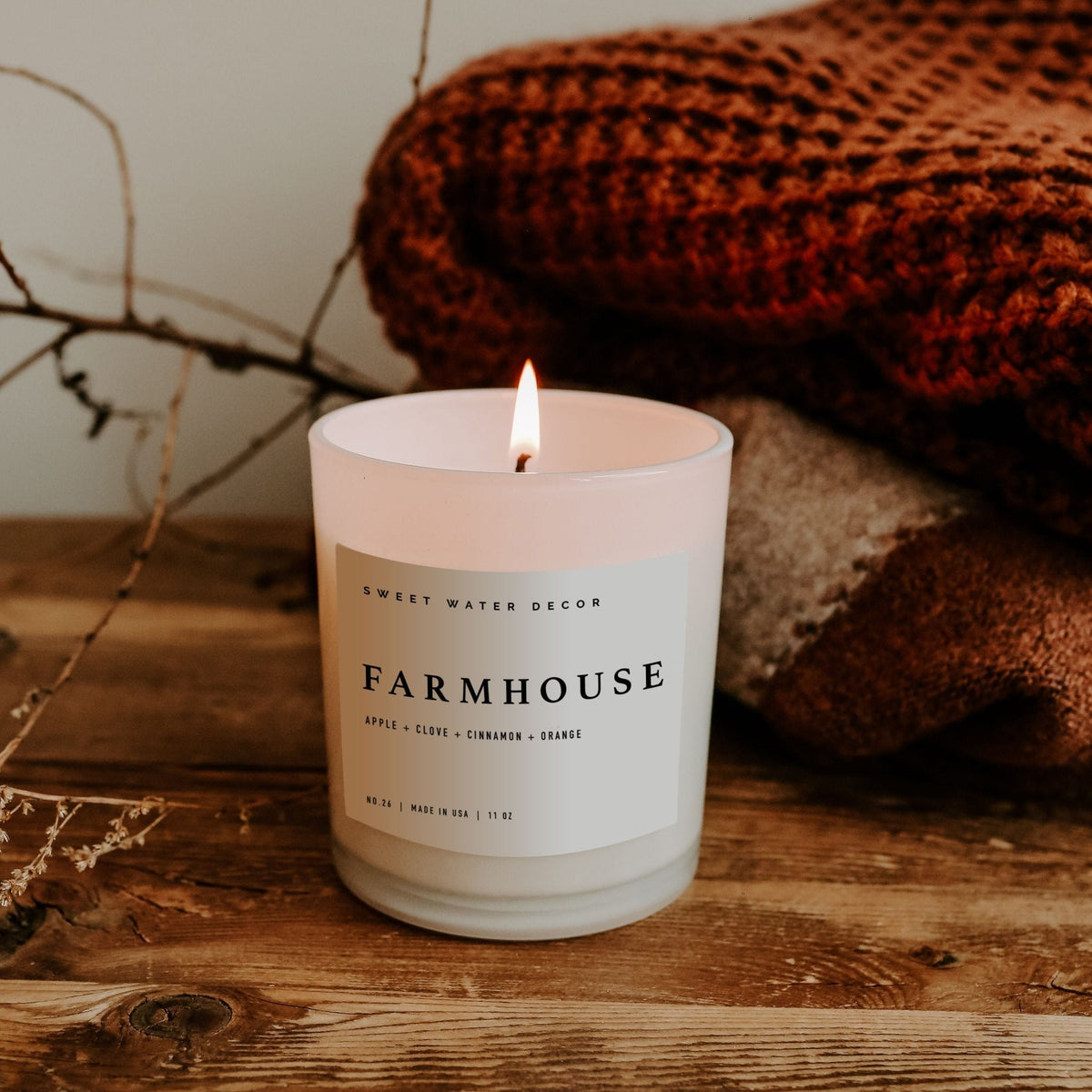 Farmhouse Soy Candle - White Jar - 11 oz - Sweet Water Decor, view 4