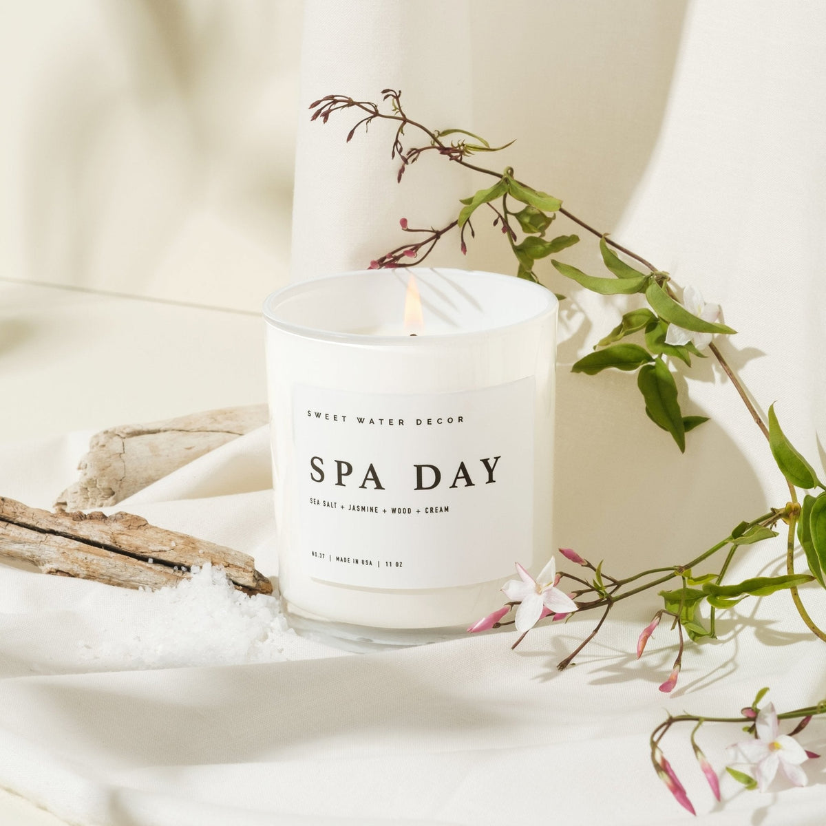 Spa Day Soy Candle - White Jar - 11 oz - Sweet Water Decor, view 2
