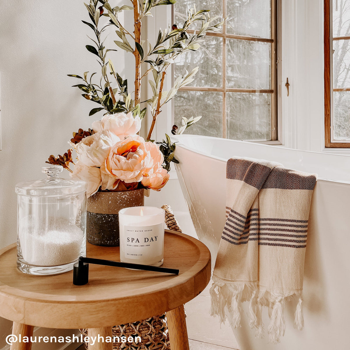 Spa Day Soy Candle - White Jar - 11 oz - Sweet Water Decor, view 3