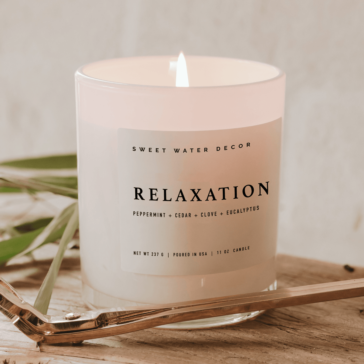 Relaxation Soy Candle - White Jar - 11 oz - Sweet Water Decor, view 2