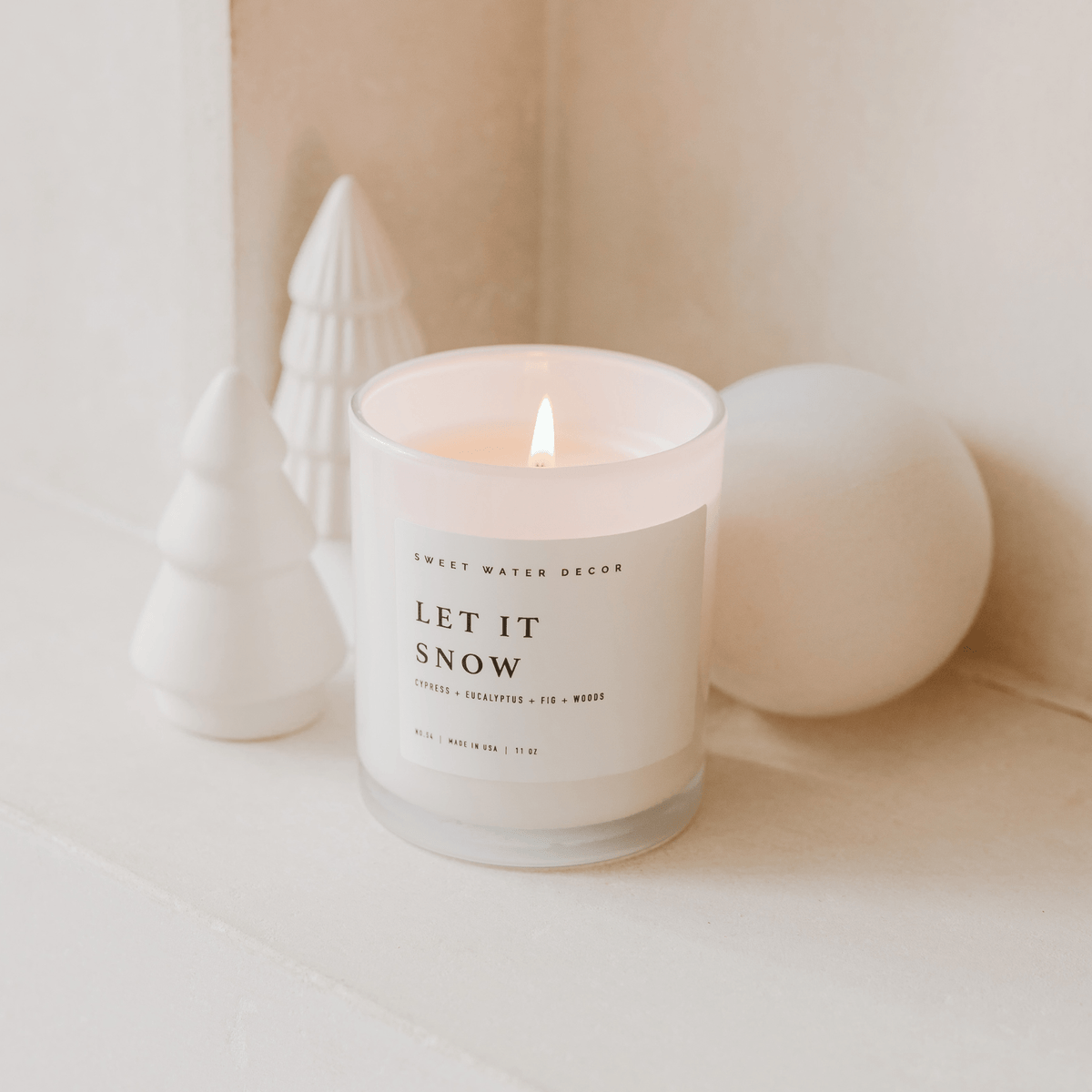 Let It Snow Soy Candle - White Jar - 11 oz - Sweet Water Decor, view 2