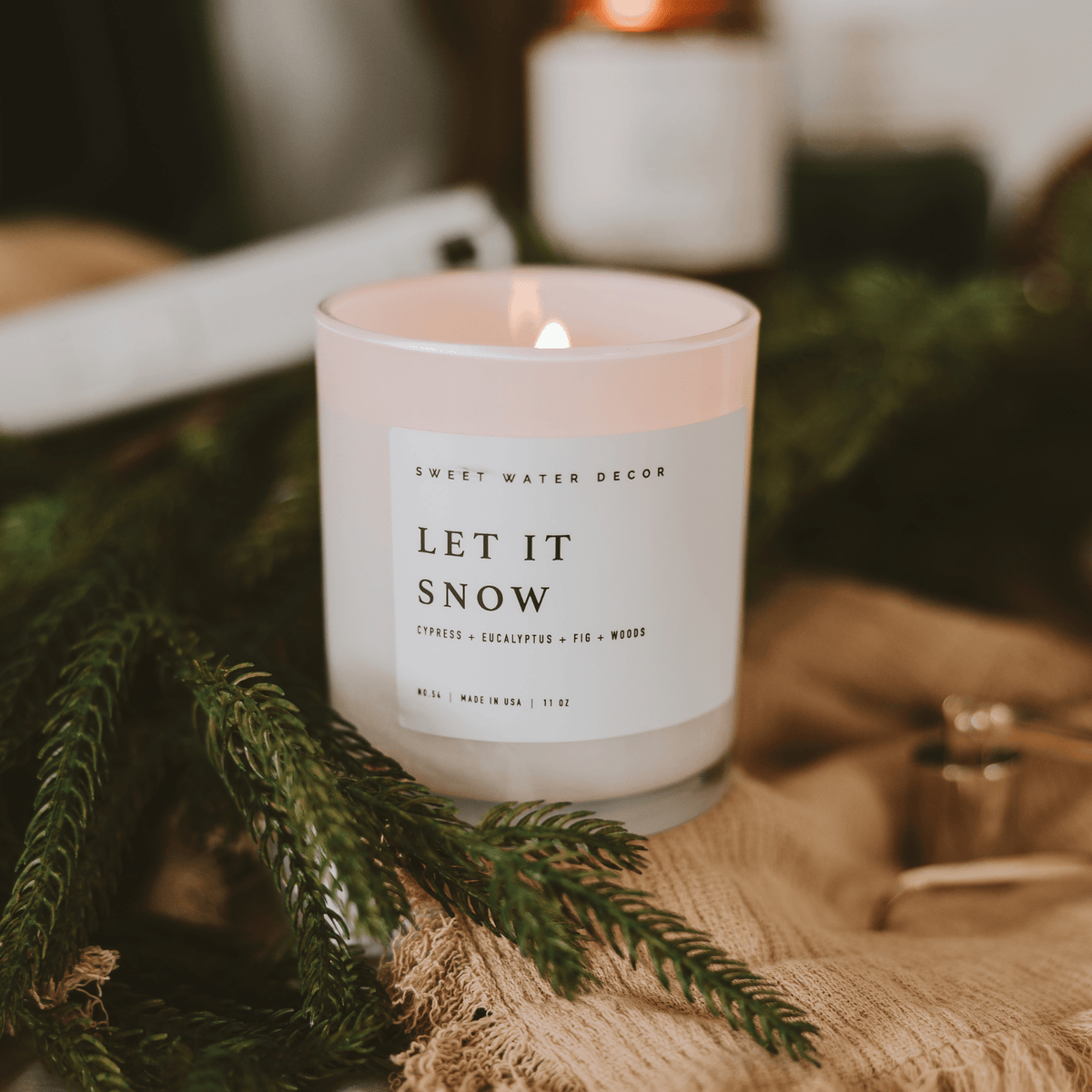 Let It Snow Soy Candle - White Jar - 11 oz - Sweet Water Decor, view 4