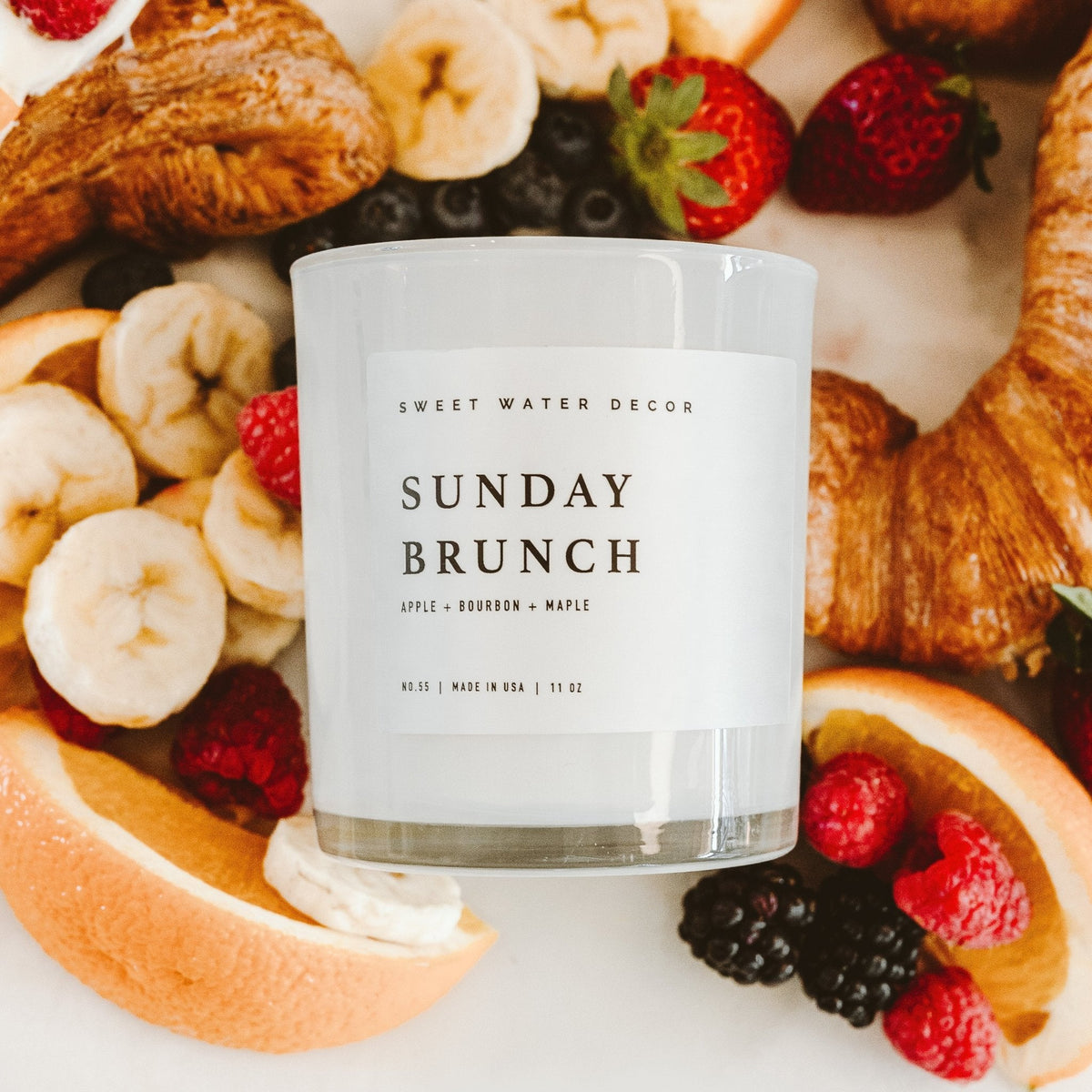 Sunday Brunch Soy Candle - White Jar - 11 oz - Sweet Water Decor, view 3