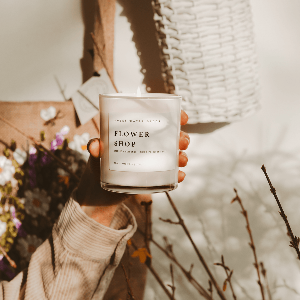 Flower Shop Soy Candle - White Jar - 11 oz - Sweet Water Decor, view 2