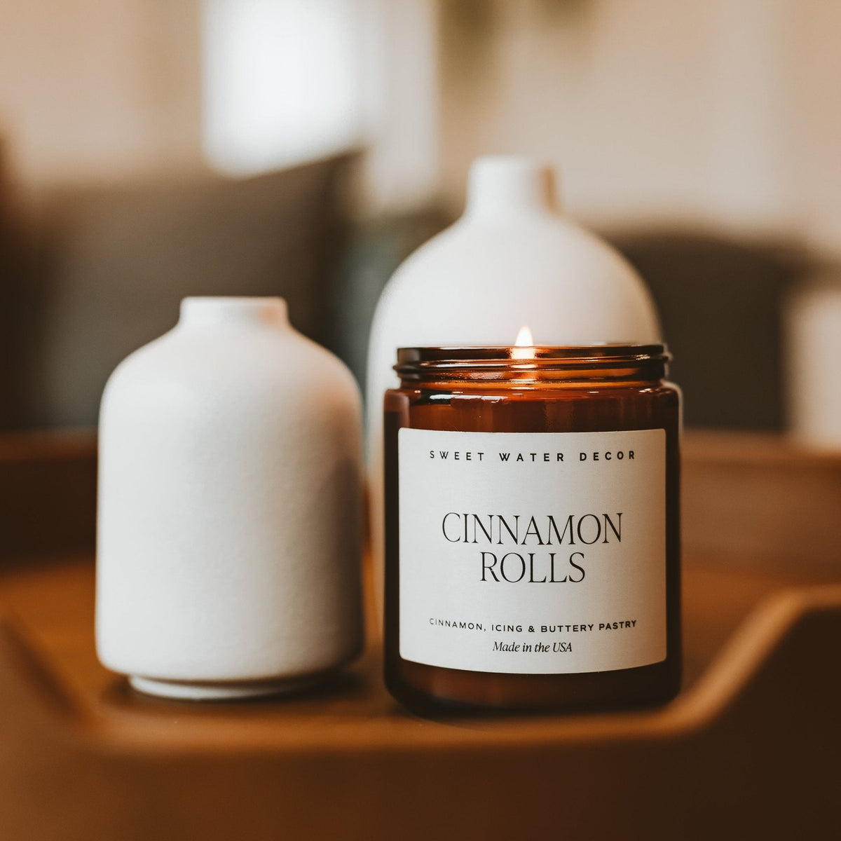 Cinnamon Rolls Soy Candle - Amber Jar - 9 oz - Sweet Water Decor, view 2