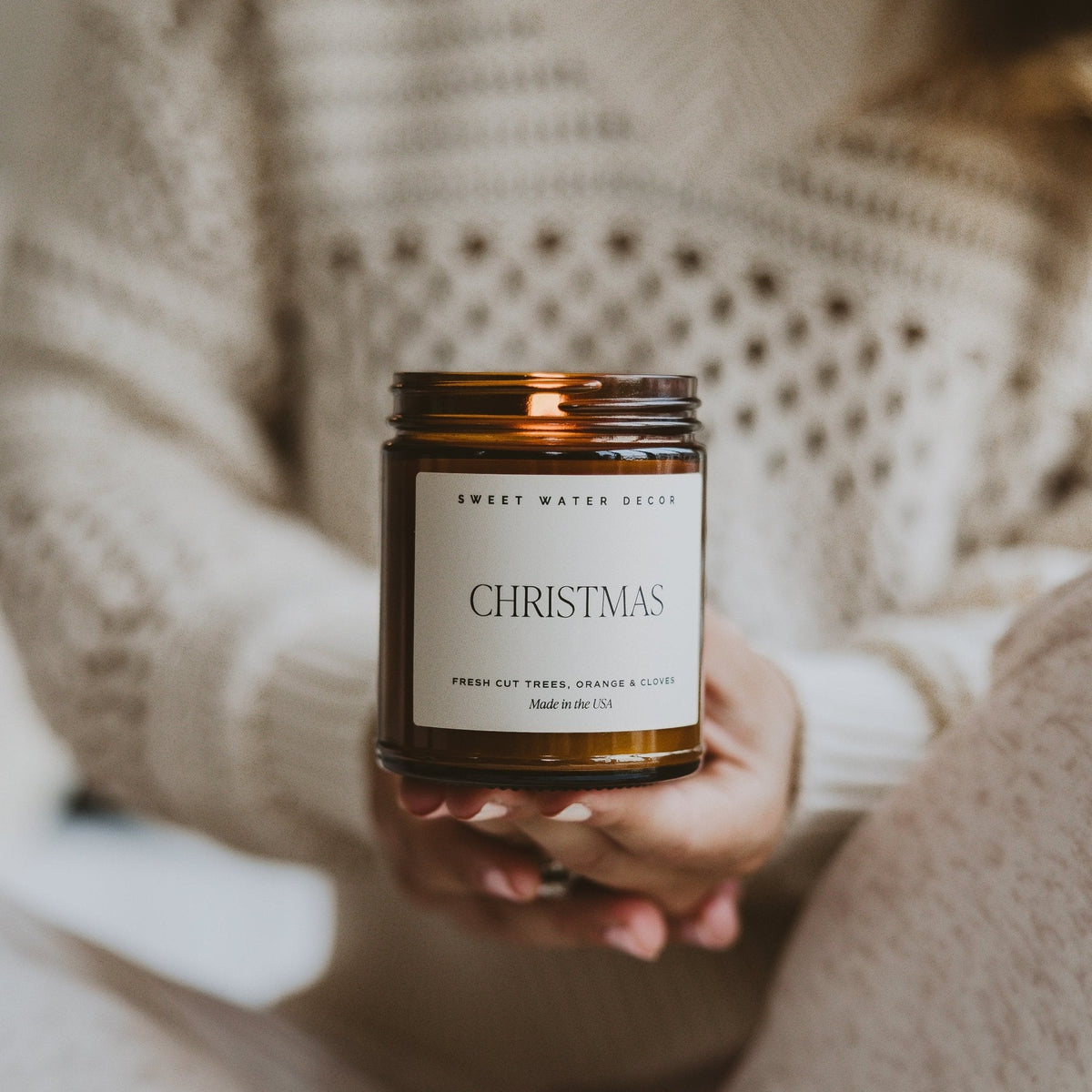 Christmas Soy Candle - Amber Jar - 9 oz - Sweet Water Decor, view 2