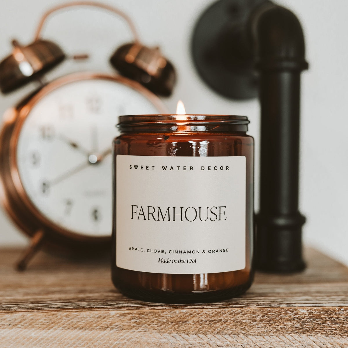 Farmhouse Soy Candle - Amber Jar - 9 oz - Sweet Water Decor, view 2