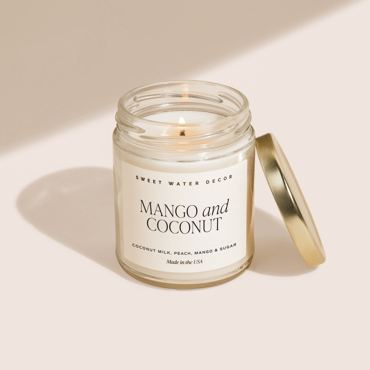 Mango and Coconut Soy Candle - Clear Jar - 9 oz - Sweet Water Decor, view 4