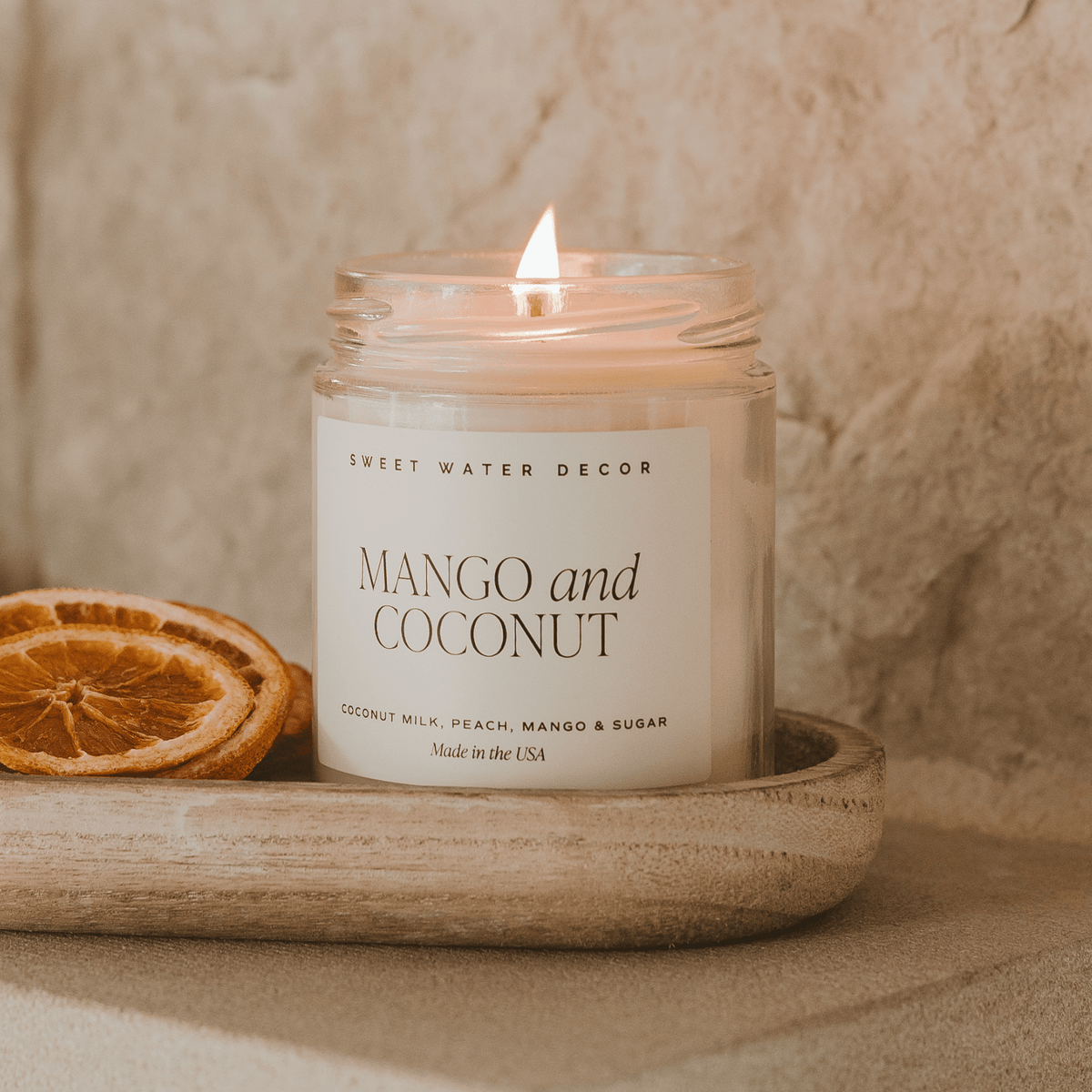 Mango and Coconut Soy Candle - Clear Jar - 9 oz - Sweet Water Decor, view 2