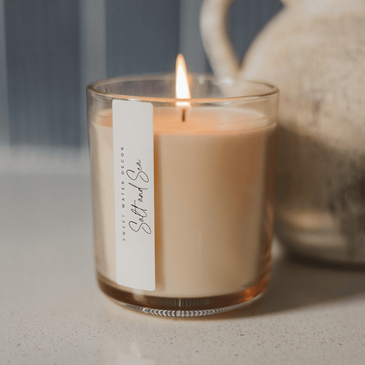 Salt and Sea Soy Candle - Tinted Glass Jar - 12 oz - Sweet Water Decor, view 2