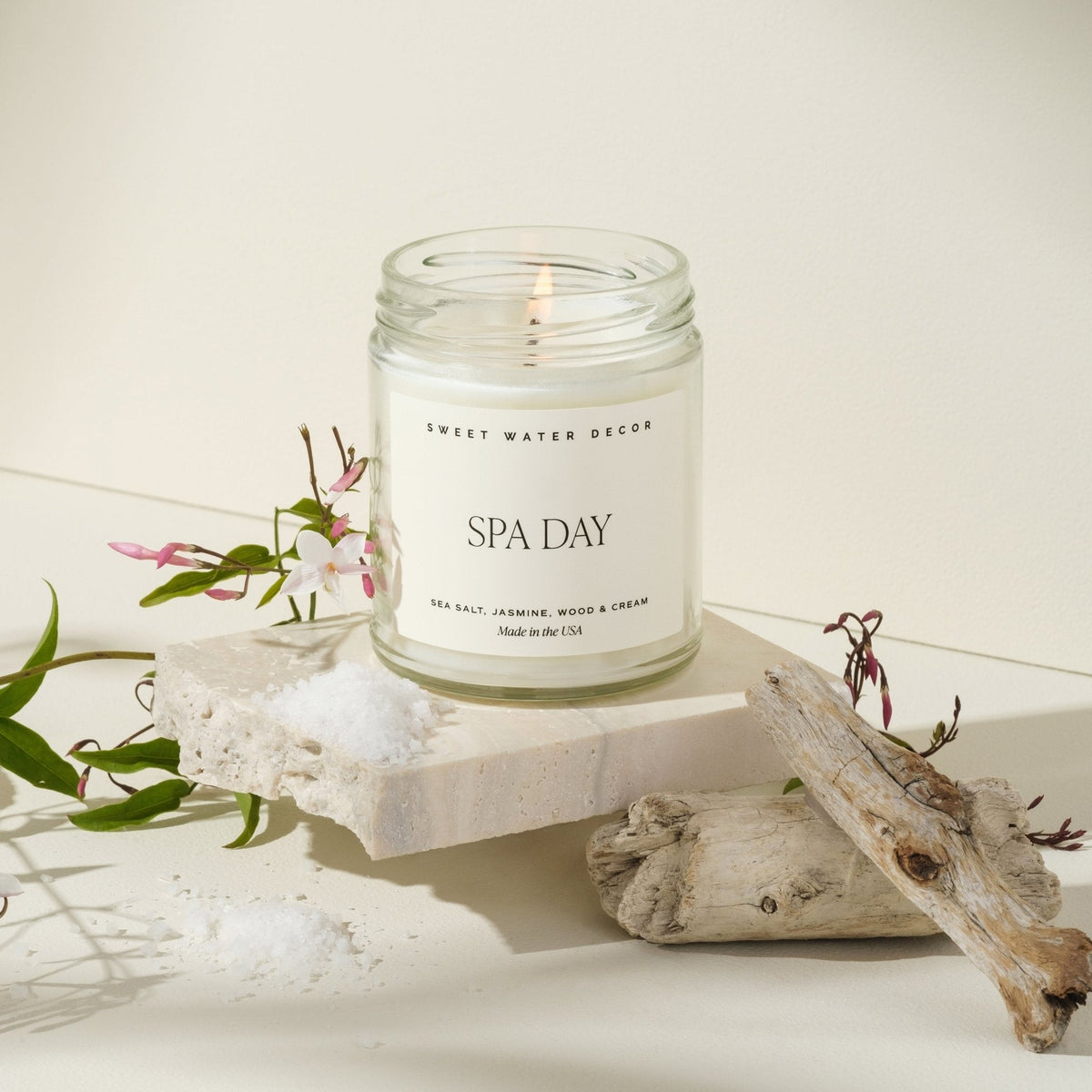 Spa Day Soy Candle - Clear Jar - 9 oz - Sweet Water Decor, view 2