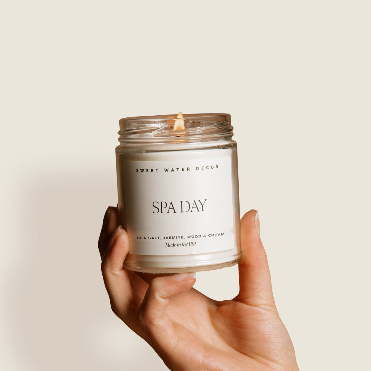 Spa Day Soy Candle - Clear Jar - 9 oz - Sweet Water Decor, view 4