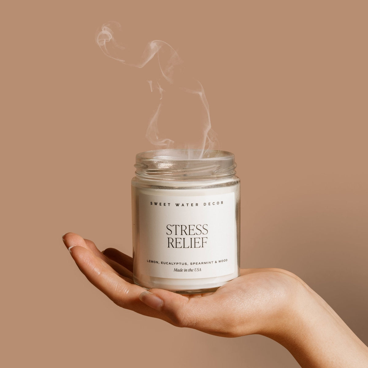 Stress Relief Soy Candle - Clear Jar - 9 oz - Sweet Water Decor, view 2